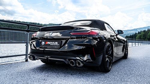 Remus Rear Silencer Left/Right with 4 tail pipes Ã˜ 102 mm angled, straight cut, chromed - Z4 G29 Roadster M40i 250 kW B58B30C 2018-