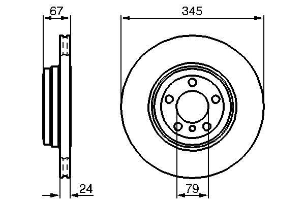 BOSCH 0 986 479 005 Brake Disc for BMW 7 (E65, E66, E67) Internally Vented, Vented, Coated, High-carbon